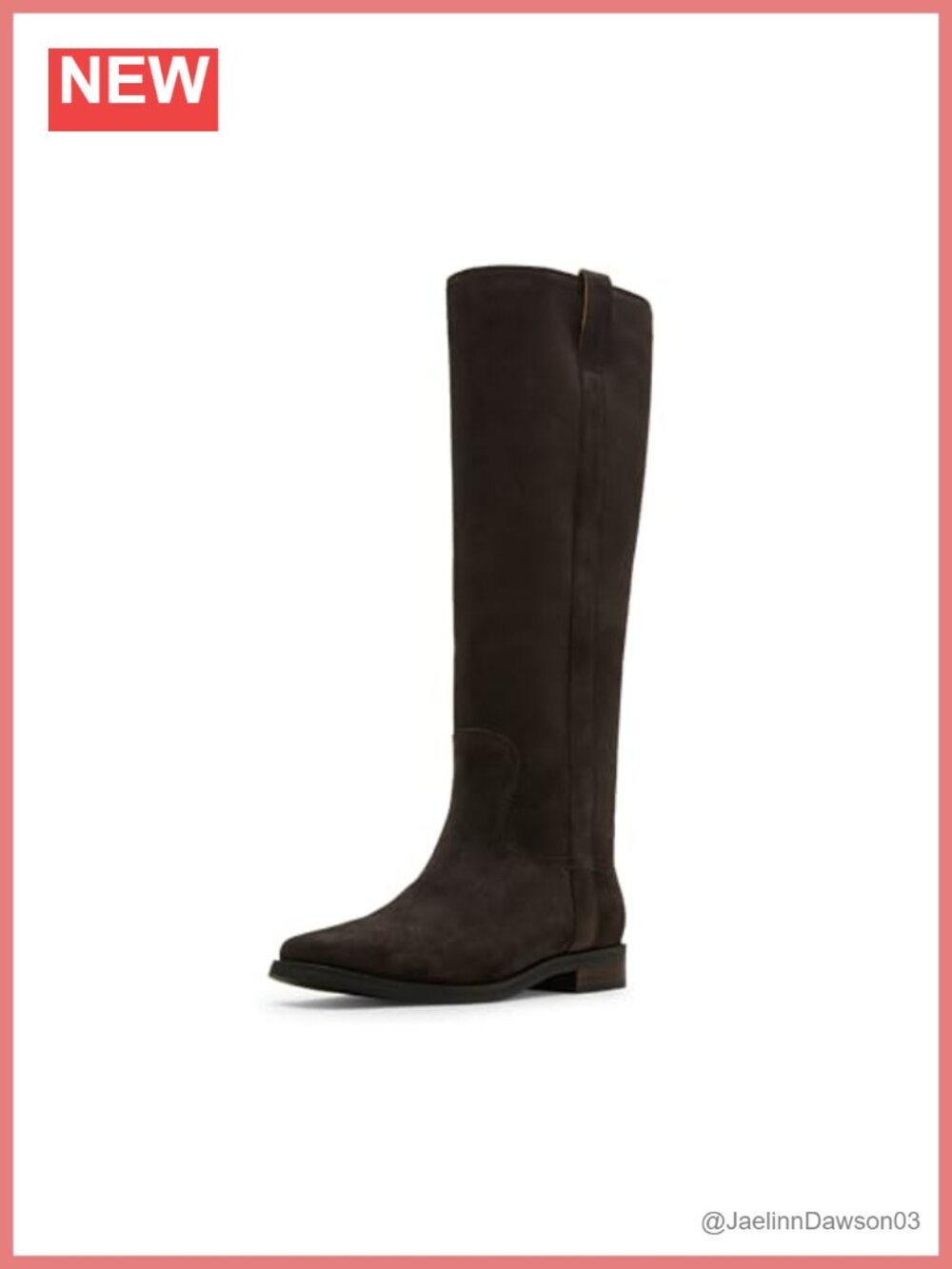 Knee High Suede Boots with Block Heel Zip Closure